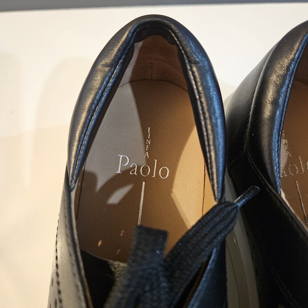 Linea Paolo Black Perforated Womens Lace-Up Platform Sneakers Size 9M - Picture 10 of 14